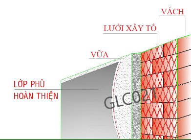 Minh họa ứng dụng Cuộn lưới gia cường xây tô, khổ 210mm x dài 50m, thép mạ kẽm