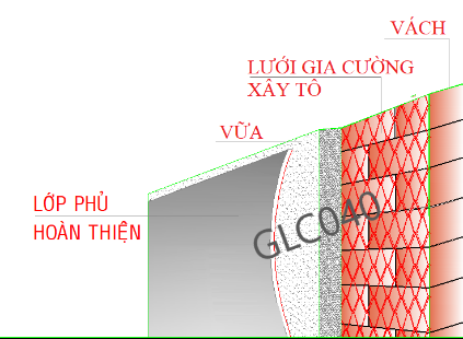 Minh họa ứng dụng Cuộn lưới gia cường xây tô, khổ 400mm x dài 30m, thép mạ kẽm