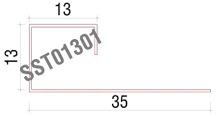 Chi tiết kỹ thuật Nẹp trang trí mép ốp SST013036000000O001 (inox bóng gương 30