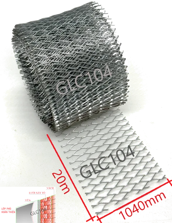Lưới gia cường xây tô HAN GLC104 — khổ 1040mm cuộn dài 20m